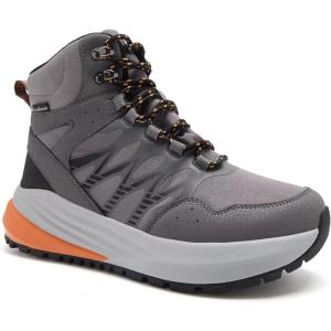 Men’s Orthopedic Wide Waterproof Hiking Boots: Comfortable Plantar Fasciitis Work Walking Running Trekking Shoes, Orthotic Non Slip Flat Feet Mid Ankle Support Trail Sneakers for Foot Pain Relief(K1-grey)