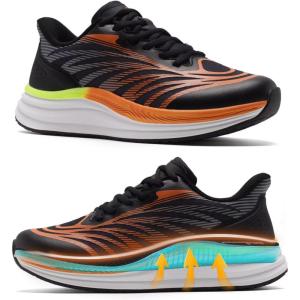 OrthoComfoot Men’s Orthopedic Plantar Fasciitis Sneakers: Comfortable High Arch Support Running Shoes for Walking, Lightweight Casual Tennis Shoes, Relief Flat Feet, Heel Pain(W1-black)