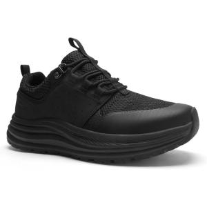 OrthoComfoot Men’s Orthopedic Wide Toe Plantar Fasciitis Shoes: Comfortable High Arch Support Trail Running Shoes for Walking & Hiking, Orthotic Tennis Sneakers Relief Flat Feet, Feet Pain(W1-black)