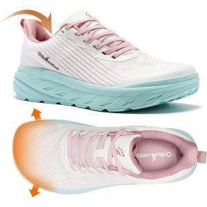 Women’s Orthopedic Diabetic Wide Running Shoes: Comfortable Casual Arch Support Plantar Fasciitis Fashion Sneakers, High Arch Work Tennis Walking Shoes for Foot and Heel Pain Relief(K2-pink White)