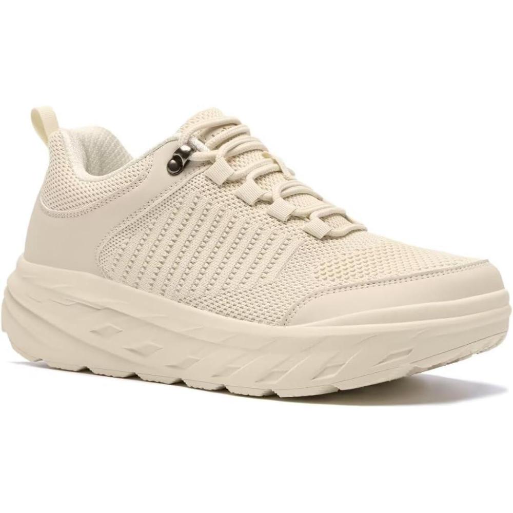imageOrthoComfoot Womens Orthopedic Diabetic Wide Walking Shoes Comfortable Casual Arch Support Plantar Fasciitis Fashion Sneakers Work Tennis Orthotic High Arch Swollen Feet Shoes for Foot Heel PainK2beige