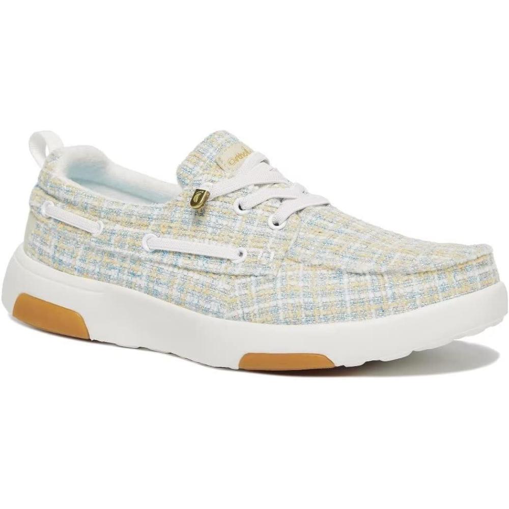 imageOrthoComfoot Womens Orthopedic Walking Shoes Slip On Loafers Comfortable Orthotic Shoes with Arch Support for Flat Feet Casual Plantar Fasciitis Deck Loafers for Heel and Foot Pain ReliefW2whiteLight Blue