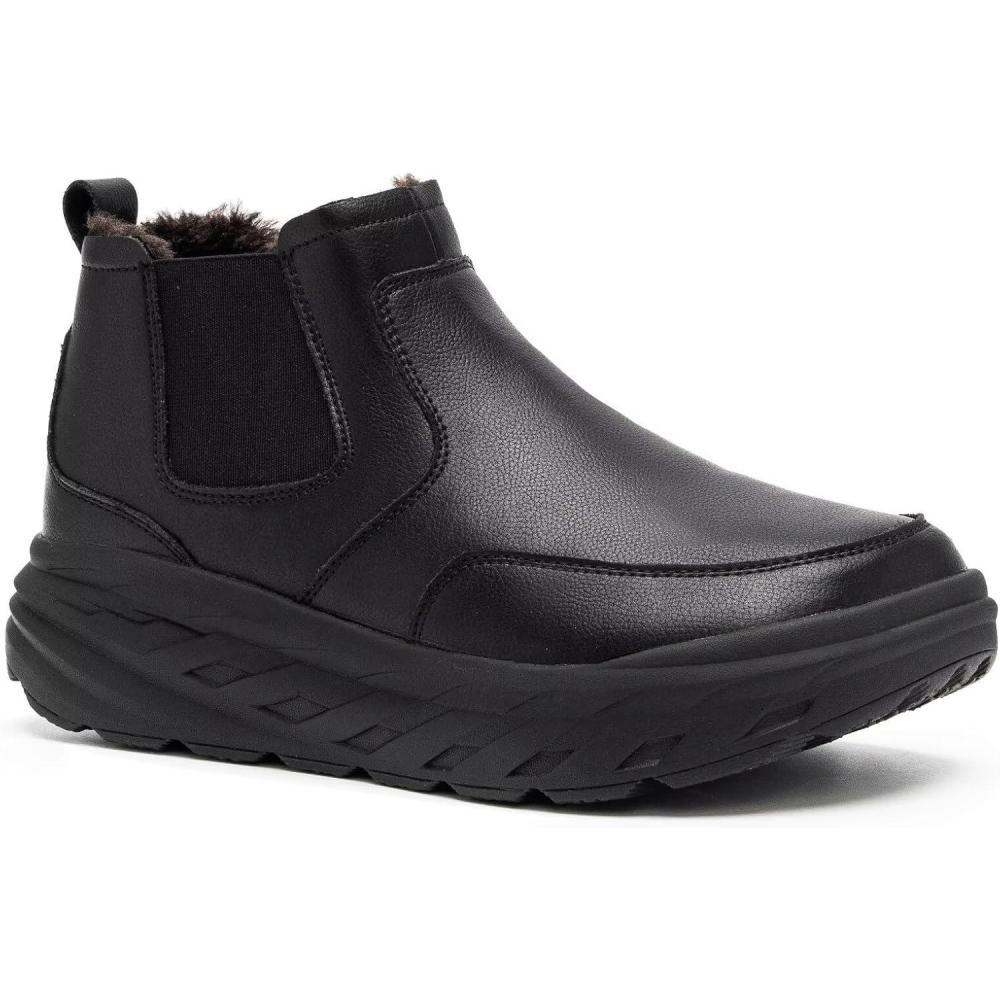 imageOrthoComfoot Womens Orthopedic Wide Leather Winter Ankle Boots Comfortable Arch Support Dress Shoes for Diabetic Casual Plantar Fasciitis Orthotic Walking Shoes for Foot and Heel Pain ReliefK1black
