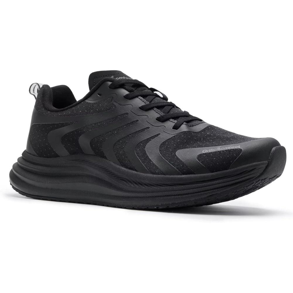 imageOrthopedic Road Running Shoes for Womens Comfortable Casual Arch Support Plantar Fasciitis Flat Feet Tennis Walking Shoes Orthotic Supportive Athletic Sports Sneakers for Foot Heel Pain ReliefW1black