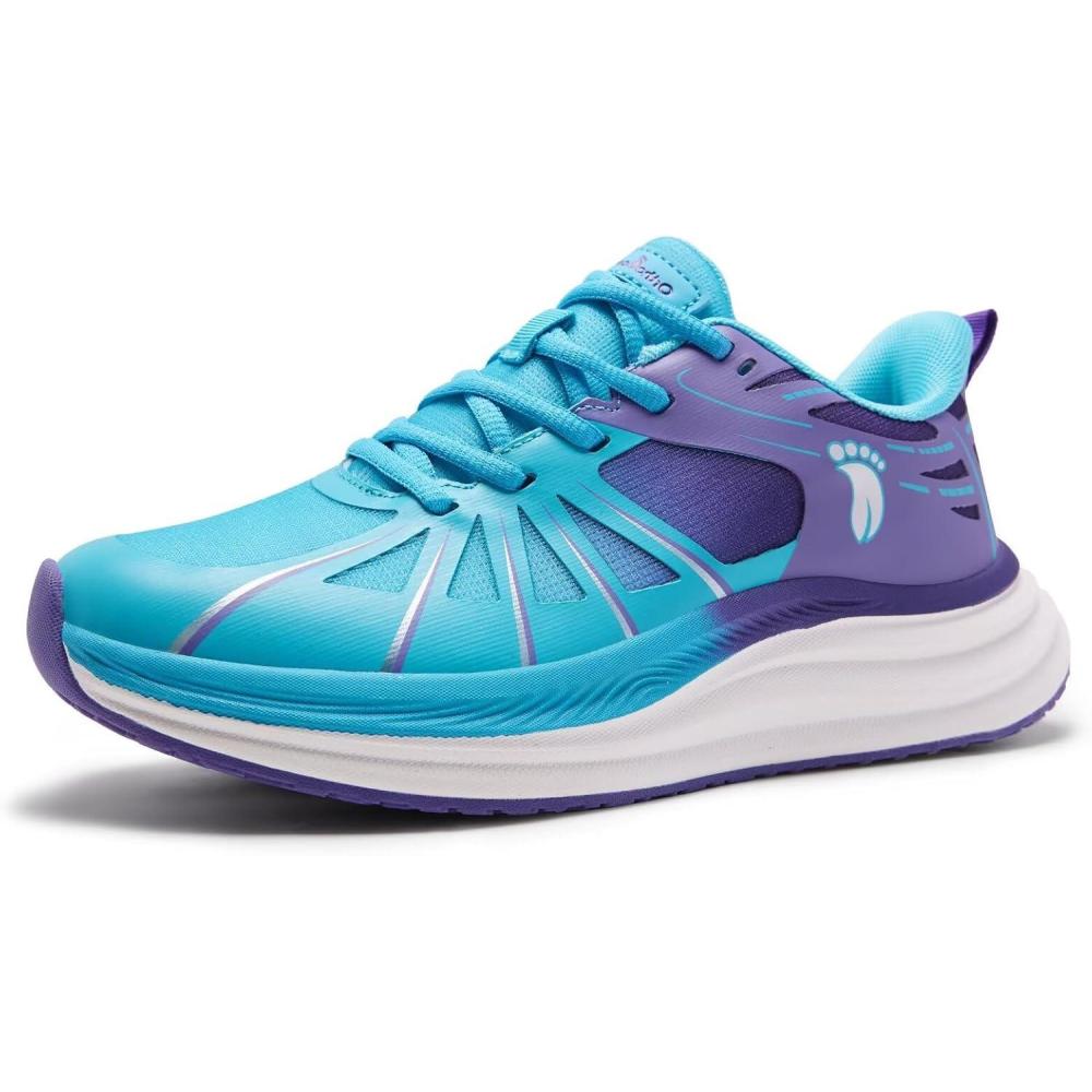 imageWomens Orthopedic Road Running Shoes Comfortable Arch Support Plantar Fasciitis Orthotic Athletic Sports Sneakers Casual Flat Feet High Arch Tennis Work Walking Shoes for Foot Heel and Pain ReliefW2blue