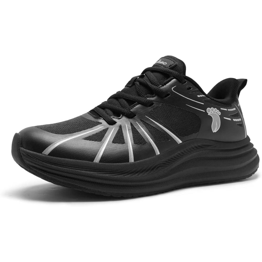 imageWomens Orthopedic Road Running Shoes Comfortable Arch Support Plantar Fasciitis Orthotic Athletic Sports Sneakers Casual Flat Feet High Arch Tennis Work Walking Shoes for Foot Heel and Pain ReliefW1black