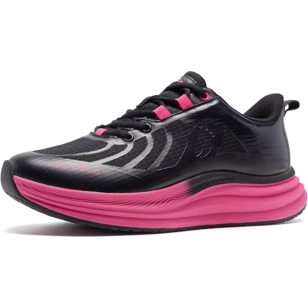 imageWomens Orthopedic Road Running Shoes Comfortable Arch Support Plantar Fasciitis Orthotic Sports Exercise Fashion Sneakers Casual Flat Feet Tennis Work Walking Shoes for Foot and Heel PainW1black