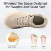 OrthoComfoot Women’s Orthopedic Diabetic Wide Walking Shoes: Comfortable Casual Arch Support Plantar Fasciitis Sneakers, Tennis Orthotic High Arch Swollen Feet Work Shoes for Ankle and Heel Pain(K2-beige)