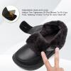 OrthoComfoot Women’s Orthopedic Wide Leather Winter Ankle Boots: Comfortable Diabetic Arch Support Dress Shoes for Plantar Fasciitis, Casual Hook and Loop Walking Shoes for Foot and Heel Pain(K1-black)