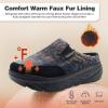 Women’s Orthopedic Diabetic Wide Slippers: Comfortable Arch Support Plantar Fasciitis House Slip On Loafers, Casual Flat Feet Winter Warm Walking Shoes for Foot and Heel Pain Relief(K1-navy/Brown)