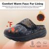 Women’s Orthopedic Diabetic Wide Slippers: Comfortable Arch Support Plantar Fasciitis Walking Shoes, Casual Flat Feet Winter Warm Hook and Loop House Slip On Loafers for Foot and Heel Pain Relief(K1-navy/Brown)