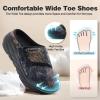 Women’s Orthopedic Diabetic Wide Slippers: Comfortable Arch Support Plantar Fasciitis Walking Shoes, Casual Flat Feet Winter Warm Hook and Loop House Slip On Loafers for Foot and Heel Pain Relief(K1-navy/Brown)