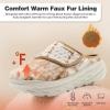 Women’s Orthopedic Diabetic Wide Slippers: Comfortable Arch Support Plantar Fasciitis Walking Shoes, Casual Flat Feet Winter Warm Hook and Loop House Slip On Loafers for Foot and Heel Pain Relief(K2-brown/Beige)