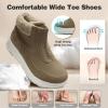 Women’s Orthopedic Diabetic Wide Winter Ankle Boots: Comfortable Arch Support Plantar Fasciitis Warm Mid Snow Boots, Orthotic Casual Leather Dress Oxofrds Walking Shoes for Foot and Heel Pain(K2-khaki)