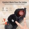 Women’s Orthopedic Diabetic Winter Boots: Wide Toe Box Comfortable Arch Support Plantar Fasciitis Dress Leather Oxfords Walking Shoes, Casual Warm Snow Mid Ankle Boots for Neuropathy and Foot Pain(K1-black)