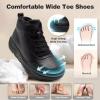 Women’s Orthopedic Diabetic Winter Boots: Wide Toe Box Comfortable Arch Support Plantar Fasciitis Dress Leather Oxfords Walking Shoes, Casual Warm Snow Mid Ankle Boots for Neuropathy and Foot Pain(K1-black)