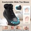 Women’s Orthopedic Diabetic Winter Boots: Wide Toe Box Comfortable Arch Support Plantar Fasciitis Leather Oxfords Shoes, Casual Warm Walking Snow Ankle Mid Boots for Neuropathy and Heel Pain Relief(K1-black)