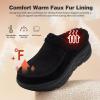 Women’s Orthopedic Diabetic Winter Slippers: Comfortable Wide Toe Box Plantar Fasciitis Arch Support Slip On Loafers, Casual Flat Feet Winter Warm House Walking Shoes for Foot and Heel Pain Relief(K1-black)