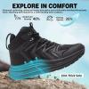 Women’s Orthopedic Mid Trekking Hiking Boots: Comfortable Plantar Fasciitis Ankle Support Workout Walking Running Shoes, Orthotic Work Sport Waterproof Trail Sneakers for Feet and Heel Pain Relief(W1-black)