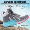 Women’s Orthopedic Mid Trekking Hiking Boots: Comfortable Plantar Fasciitis Ankle Support Workout Walking Running Shoes, Orthotic Work Sport Waterproof Trail Sneakers for Feet and Heel Pain Relief(W2-grey)
