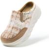 Women’s Orthopedic Diabetic Wide Slippers: Comfortable Arch Support Plantar Fasciitis House Slip On Loafers, Casual Flat Feet Winter Warm Walking Shoes for Foot and Heel Pain Relief(K2-brown/Beige)