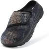 Women’s Orthopedic Diabetic Wide Slippers: Comfortable Arch Support Plantar Fasciitis Walking Shoes, Casual Flat Feet Winter Warm Hook and Loop House Slip On Loafers for Foot and Heel Pain Relief(K1-navy/Brown)