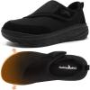 Women’s Orthopedic Diabetic Wide Walking Shoes: Comfortable Arch Support Plantar Fasciitis Orthotic Slip On Loafers, Casual Hammer Toes Flat Feet Bunions Adjustable Shoes for Foot Heel and Pain Relief(K1-black)