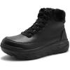 Women’s Orthopedic Diabetic Winter Boots: Wide Toe Box Comfortable Arch Support Plantar Fasciitis Leather Oxfords Shoes, Casual Warm Walking Snow Ankle Mid Boots for Neuropathy and Heel Pain Relief(K1-black)