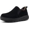 Women’s Orthopedic Diabetic Winter Slippers: Comfortable Wide Toe Box Arch Support Plantar Fasciitis House Slip On Loafers, Casual Warm Orthotic Flat Feet Walking Shoes for Foot and Heel Pain Relief(K1-black)