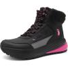 Women’s Orthopedic Winter Snow Boots: Wide Comfortable Diabetic Plantar Fasciitis Arch Support Waterproof Insulated Mid Hiking Boots, Casual Orthotic Warm Leather Walking Shoes for Feet Heel and Pain(K1-black)