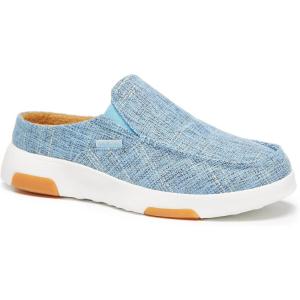 OrthoComfoot Women’s Orthopedic Slip-On Loafers Walking Shoes: Comfortable Arch Support Slippers for Plantar Fasciitis, Casual Canvas Orthotic Mule Clogs for Foot Heel Pain Relief(W6-blue/Brown)
