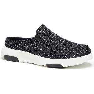 OrthoComfoot Women’s Orthopedic Slip-On Loafers Walking Shoes: Comfortable Arch Support Slippers for Plantar Fasciitis, Casual Canvas Orthotic Mule Clogs for Foot Heel Pain Relief(W7- Black/White)