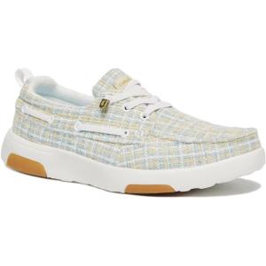 OrthoComfoot Women’s Orthopedic Walking Shoes Slip On Loafers: Comfortable Orthotic Shoes with Arch Support for Flat Feet, Casual Plantar Fasciitis Deck Loafers for Heel and Foot Pain Relief(W2-white/Light Blue)