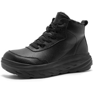 Women’s Orthopedic Diabetic Winter Boots: Wide Toe Box Comfortable Arch Support Plantar Fasciitis Dress Leather Oxfords Walking Shoes, Casual Warm Snow Mid Ankle Boots for Neuropathy and Foot Pain(K1-black)