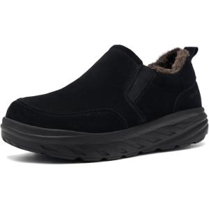 Women’s Orthopedic Diabetic Winter Slippers: Comfortable Wide Toe Box Arch Support Plantar Fasciitis House Slip On Loafers, Casual Warm Orthotic Flat Feet Walking Shoes for Foot and Heel Pain Relief(K1-black)