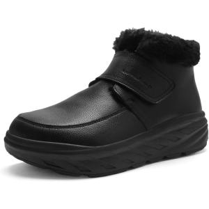 Women’s Orthopedic Leather Winter Ankle Boots: Comfortable Wide Tox Box Warm Diabetic Arch Support Plantar Fasciitis Dress Oxfords, Orthotic Casual Hook and Loop Walking Shoes for Foot and Heel Pain(K1-black)