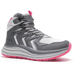 Women’s Orthopedic Mid Trekking Hiking Boots: Comfortable Plantar Fasciitis Ankle Support Workout Walking Running Shoes, Orthotic Work Sport Waterproof Trail Sneakers for Feet and Heel Pain Relief(W2-grey)