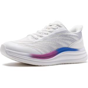 Women’s Orthopedic Road Running Shoes: Comfortable Arch Support Plantar Fasciitis Orthotic Slip On/Off Sports Sneakers, Casual Standing Flat Feet Tennis Walking Shoes for Foot Heel and Pain Relief(W1-white)