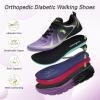 Women’s Orthopedic Diabetic Wide Running Shoes: Comfortable Casual Arch Support Plantar Fasciitis Sports Sneakers, High Arch Orthotic Work Tennis Walking Shoes for Foot and Heel Pain Relief(K3-black Purple)