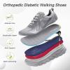 Women’s Orthopedic Diabetic Wide Running Shoes: Comfortable Casual Arch Support Plantar Fasciitis Sports Sneakers, High Arch Orthotic Work Tennis Walking Shoes for Foot and Heel Pain Relief(K4-gray)