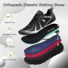 Women’s Orthopedic Diabetic Wide Running Shoes: Comfortable Casual Arch Support Plantar Fasciitis Sports Sneakers, High Arch Orthotic Work Tennis Walking Shoes for Foot and Heel Pain Relief(K1-black)