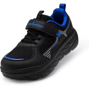 Boys Girls Kids Orthopedic Tennis Shoes: Wide Toe Box Comfortable Casual Arch Support Plantar Fasciitis Running Sneakers, Orthotic Athletic School Sport Walking Shoes for Foot and Pain Relief(K1-black)