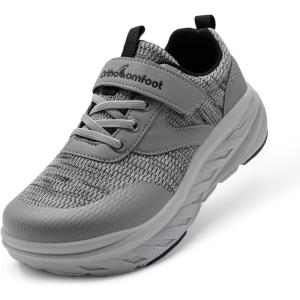Boys Girls Kids Orthopedic Tennis Shoes: Wide Toe Box Comfortable Casual Plantar Fasciitis Arch Support Athletic Running Sneakers, Orthotic School Sports Walking Shoes for Foot and Pain Relief(K2-grey)