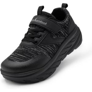 Boys Girls Kids Orthopedic Tennis Shoes: Wide Toe Box Comfortable Casual Plantar Fasciitis Arch Support Athletic Running Sneakers, Orthotic School Sports Walking Shoes for Foot and Pain Relief(K1-black)
