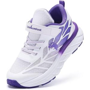 Kids Orthopedic Tennis Shoes for Boys and Girls: Comfortable Casual Plantar Fasciitis Arch Support Athletic Running Sneakers, Orthotic Breathable School Sports Walking Shoes for Foot and Pain Relief(W5-purple White)