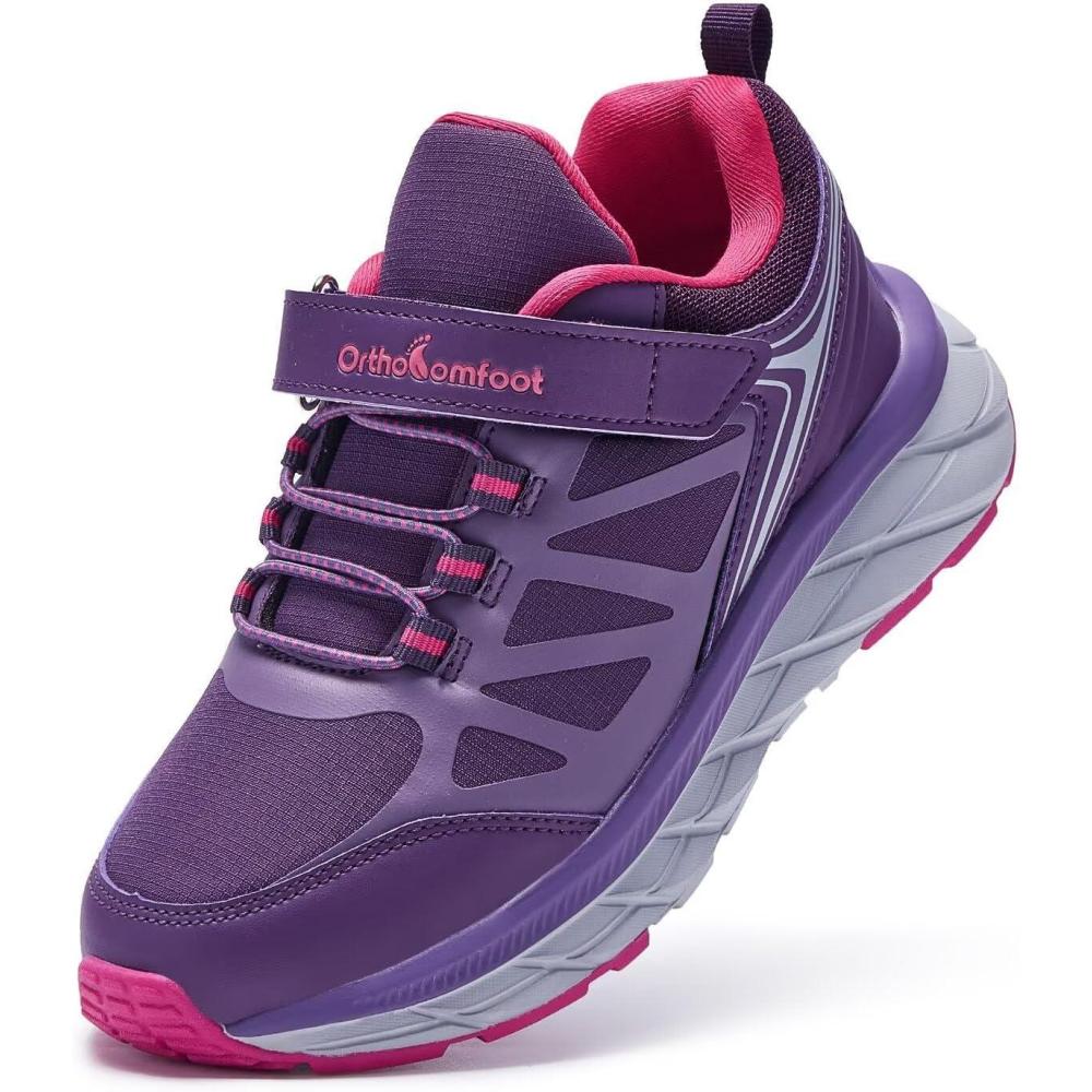 imageKids Orthopedic Tennis Shoes for Boys and Girls Comfortable Casual Plantar Fasciitis Arch Support Athletic Running Sneakers Little KidBig Kid School Sports Walking Shoes for Foot and Pain ReliefW4purple
