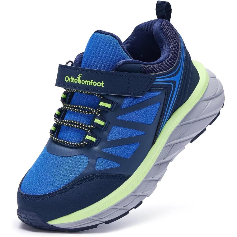 imageKids Orthopedic Tennis Shoes for Boys and Girls Comfortable Casual Plantar Fasciitis Arch Support Athletic Running Sneakers Little KidBig Kid School Sports Walking Shoes for Foot and Pain ReliefW2dark Blue