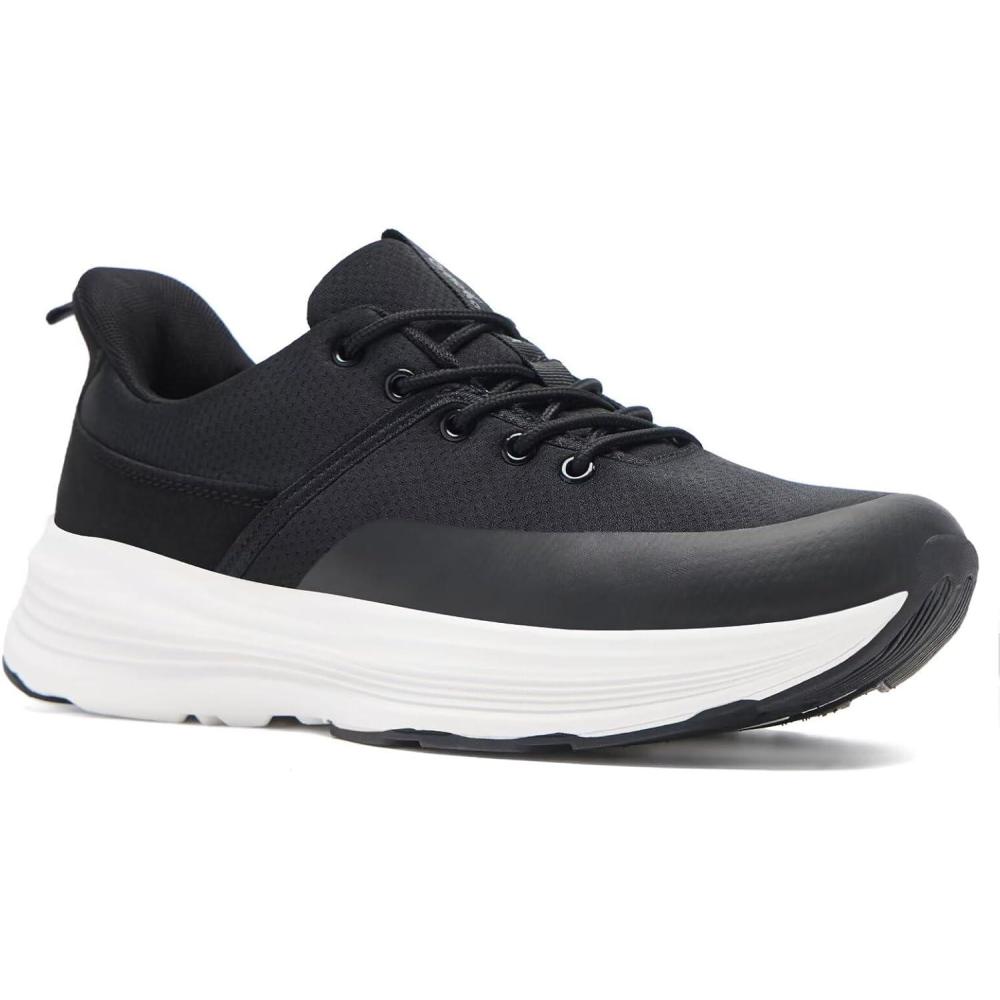 imageMens Orthopedic Fashion Sneakers with Arch Support Comfortable Plantar Fasciitis Walking Shoes Orthotic High Arch Flat Feet Pain Relief Casual Work Tennis Athletic Sports SneakersW1black