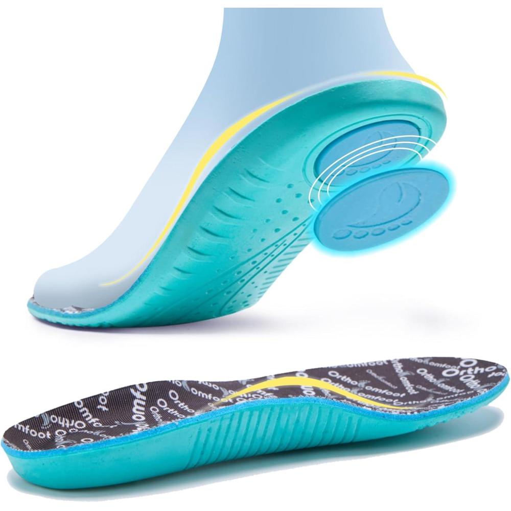 imageOrthoComfoot Cushion Sneaker Arch Support Insoles Men Women Plantar Fasciitis Relief Sports Comfortable Inserts Orthotics Gel Shock Absorbing for Walking Running Hiking Size 10 Men12 WomenW1black