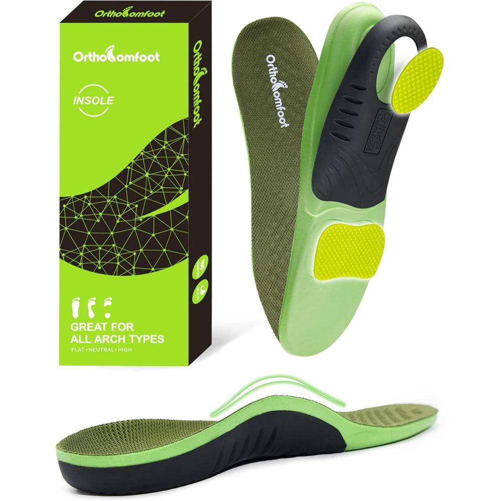 imageOrthoComfoot High Arch Support Inserts for Women ampamp Men  Orthotic Insoles for Plantar Fasciitis Flat Feet Heel Pain Relief Comfortable Arch Shoe Soles for Standing AllDay Size 11 Men13 WomenW1olive